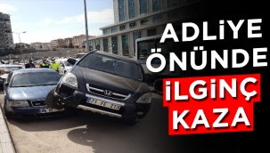 Adliye önünde ilginç kaza