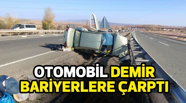 Otomobil demir bariyerlere çarptı