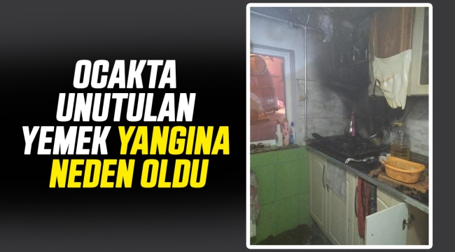 Ocakta unutulan yemek evi yaktı