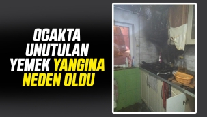 Ocakta unutulan yemek evi yaktı