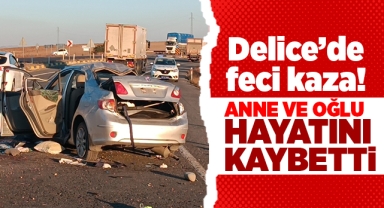 Delice'de feci kaza anne ve oğlu hayatını kaybetti, 3 yaralı