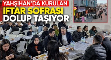 Yahşihan'da kurulan iftar sofrası dolup taşıyor