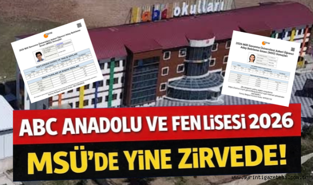 ABC Anadolu ve Fen Lisesi MSÜ 2026’da yine zirvede
