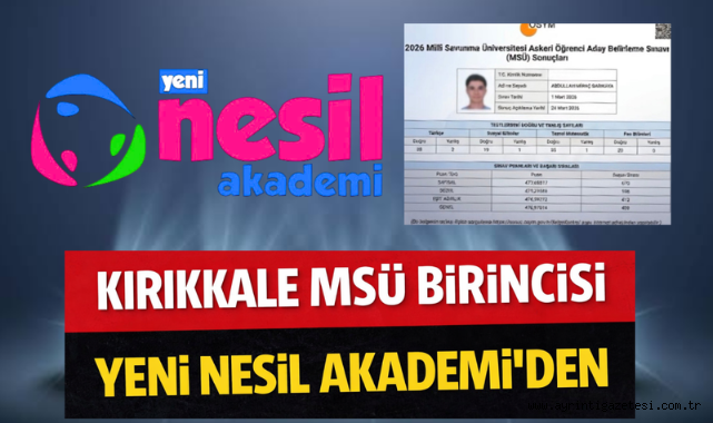 Kırıkkale MSÜ birincisi Yeni Nesil Akademi'den