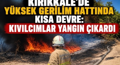 Kırıkkale’de yüksek gerilim hattında kısa devre kıvılcımlar yangın çıkardı
