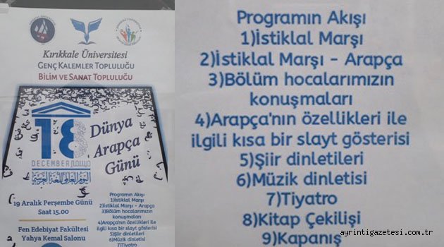 İSTİKLAL MARŞI ÜNİVERSİTE DE ARAPÇA OKUNACAK