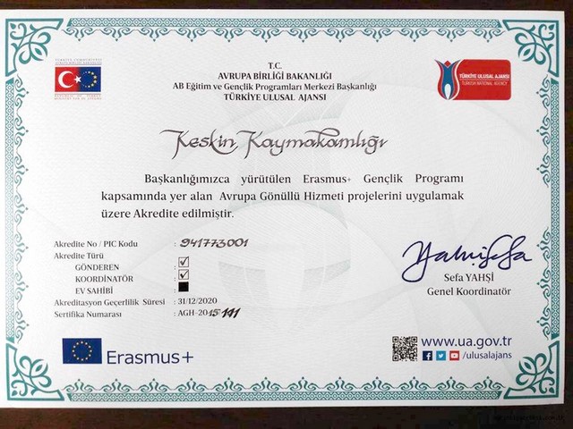 KESKİN KAYMAKAMLIĞINA AKREDİTASYON YETKİSİ