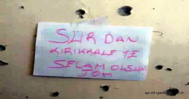 Kırıkkale’ye selam notu